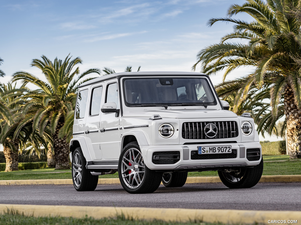 2019 Mercedes-AMG G63 (Color: Designo Mystic White Bright) - Front Three-Quarter