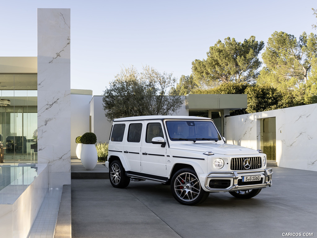 2019 Mercedes-AMG G63 (Color: Designo Mystic White Bright) - Front Three-Quarter