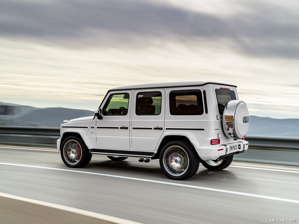 2019 Mercedes-AMG G63 (Color: Designo Mystic White Bright) - Rear Three-Quarter