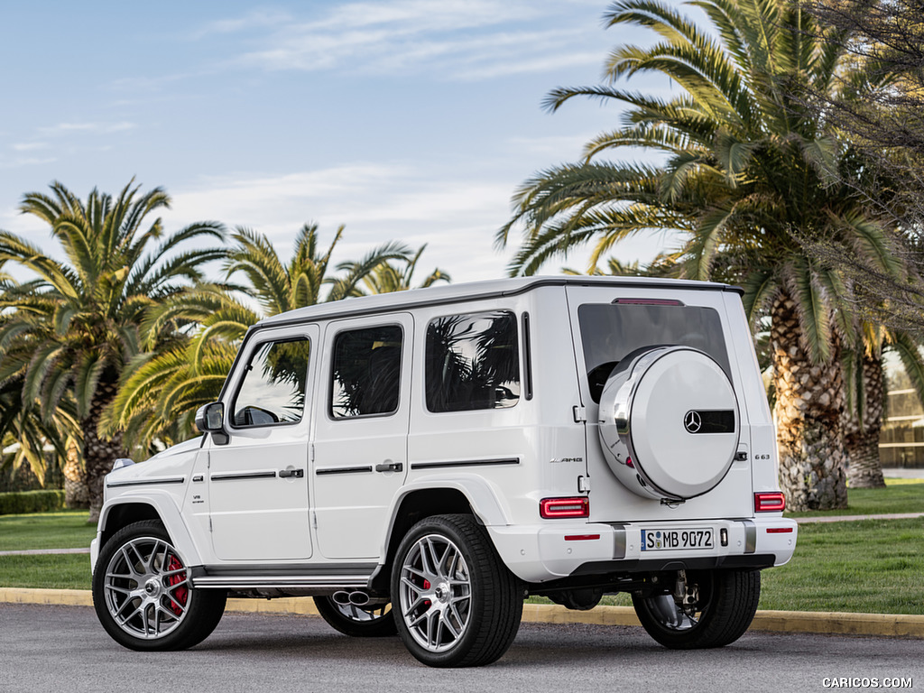 2019 Mercedes-AMG G63 (Color: Designo Mystic White Bright) - Rear Three-Quarter