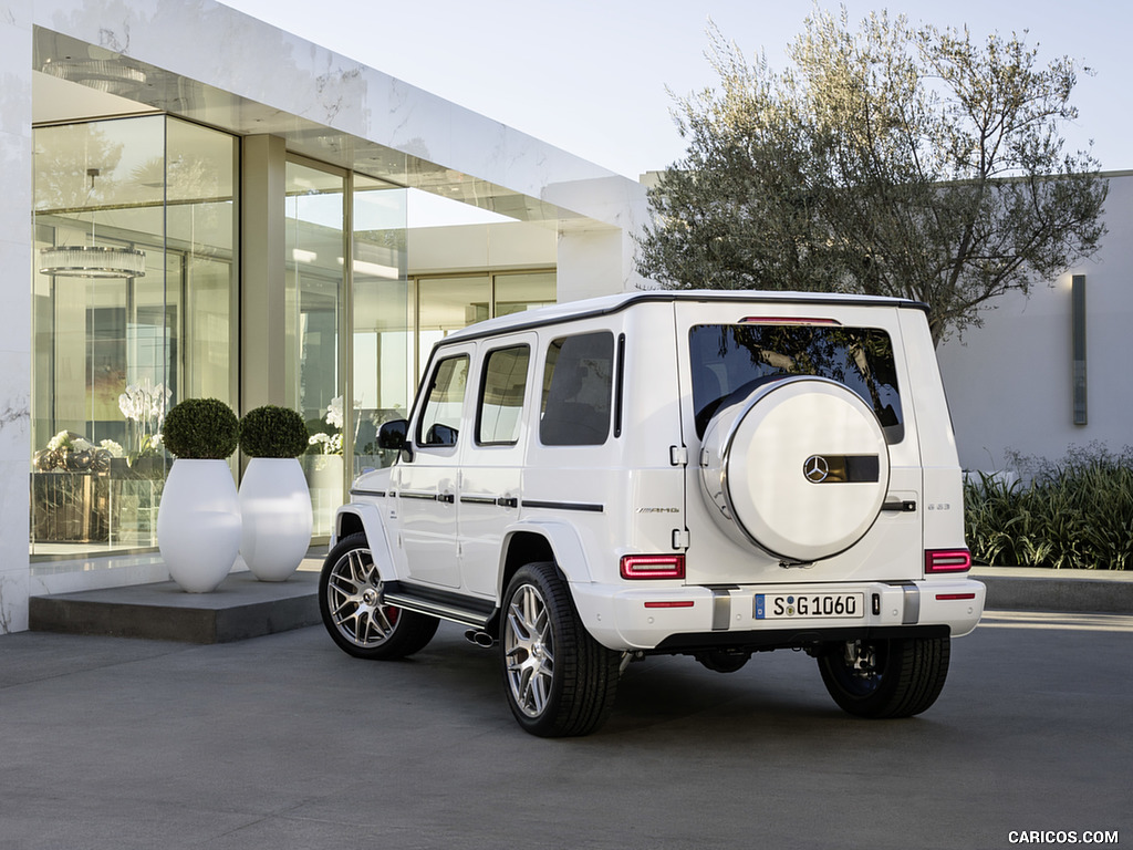 2019 Mercedes-AMG G63 (Color: Designo Mystic White Bright) - Rear Three-Quarter