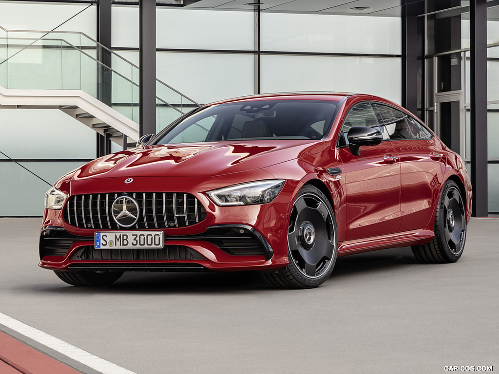 2019 Mercedes-AMG GT 43 4MATIC+ 4-Door Coupé (Color: Jupiter Red) - Front Three-Quarter