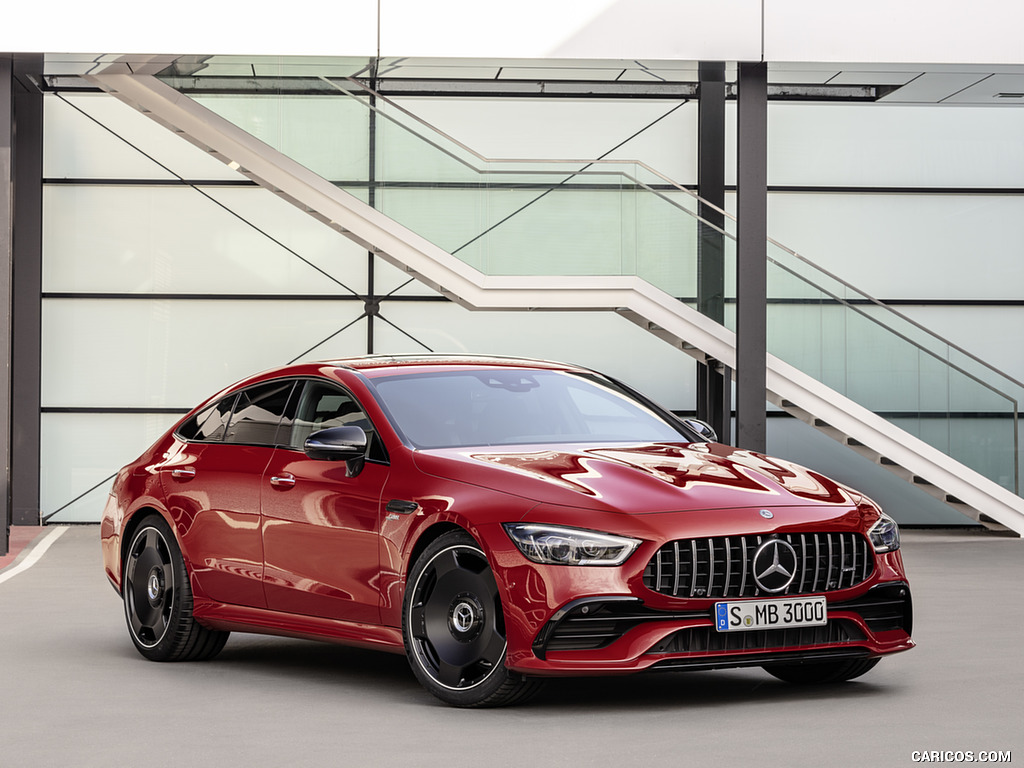 2019 Mercedes-AMG GT 43 4MATIC+ 4-Door Coupé (Color: Jupiter Red) - Front Three-Quarter