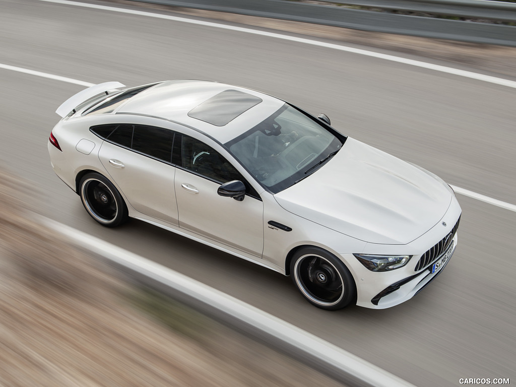 2019 Mercedes-AMG GT 53 4MATIC+ 4-Door Coupe (Color: Designo Diamond White Bright) - Front Three-Quarter