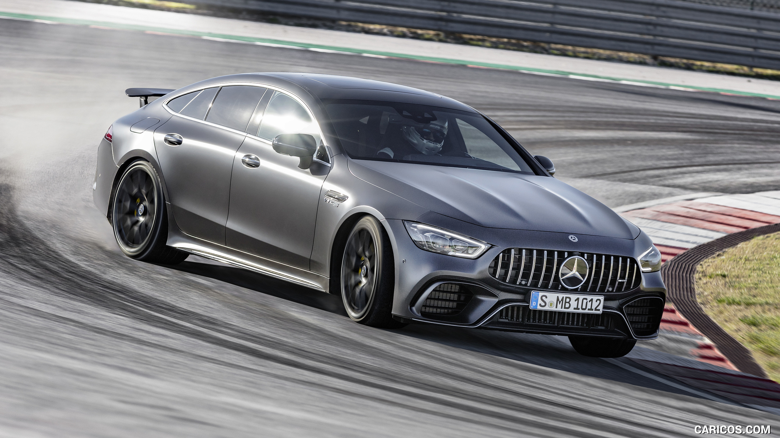 2019 Mercedes-AMG GT 63 S 4MATIC+ 4-Door Coupe (Color: Graphite Grey Magno) - Front Three-Quarter, #1 of 427