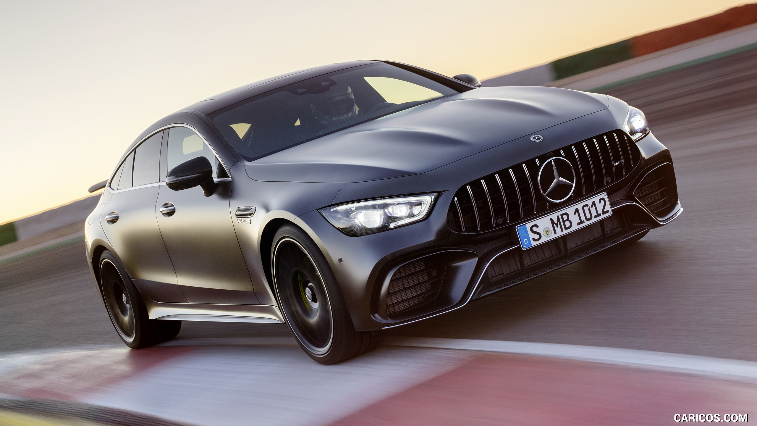 2019 Mercedes-AMG GT 63 S 4MATIC+ 4-Door Coupe (Color: Graphite Grey Magno) - Front Three-Quarter, #2 of 427