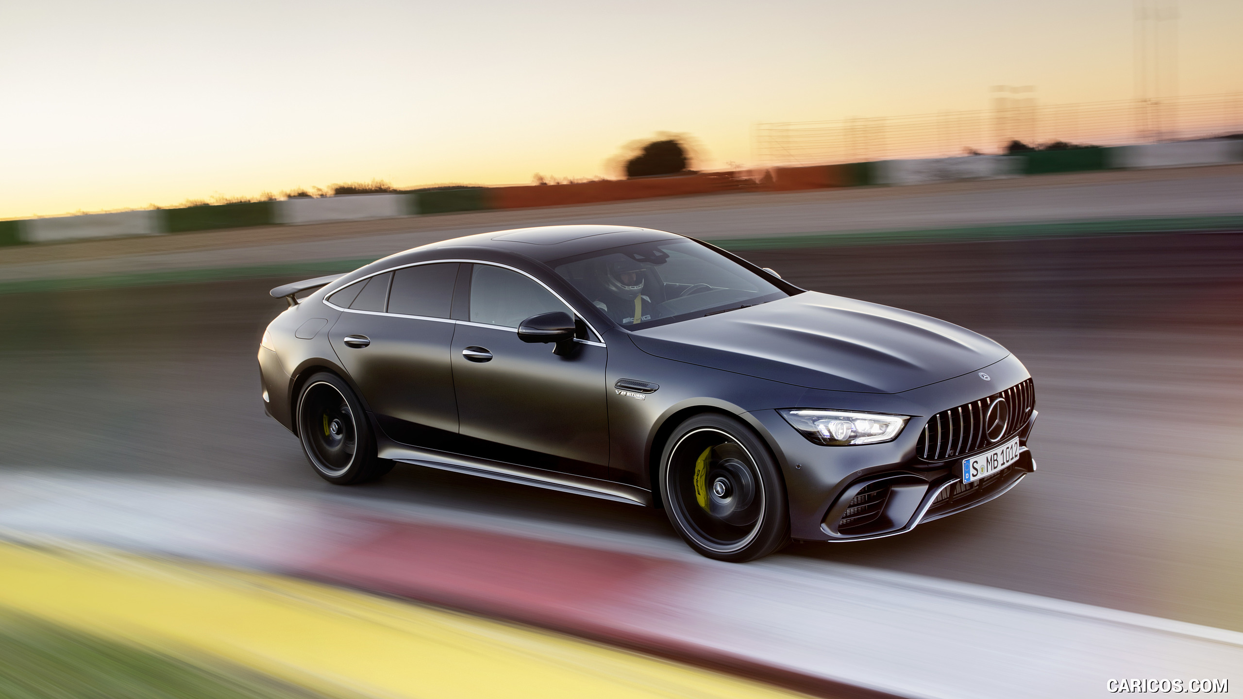 2019 Mercedes-AMG GT 63 S 4MATIC+ 4-Door Coupe (Color: Graphite Grey Magno) - Front Three-Quarter, #8 of 427