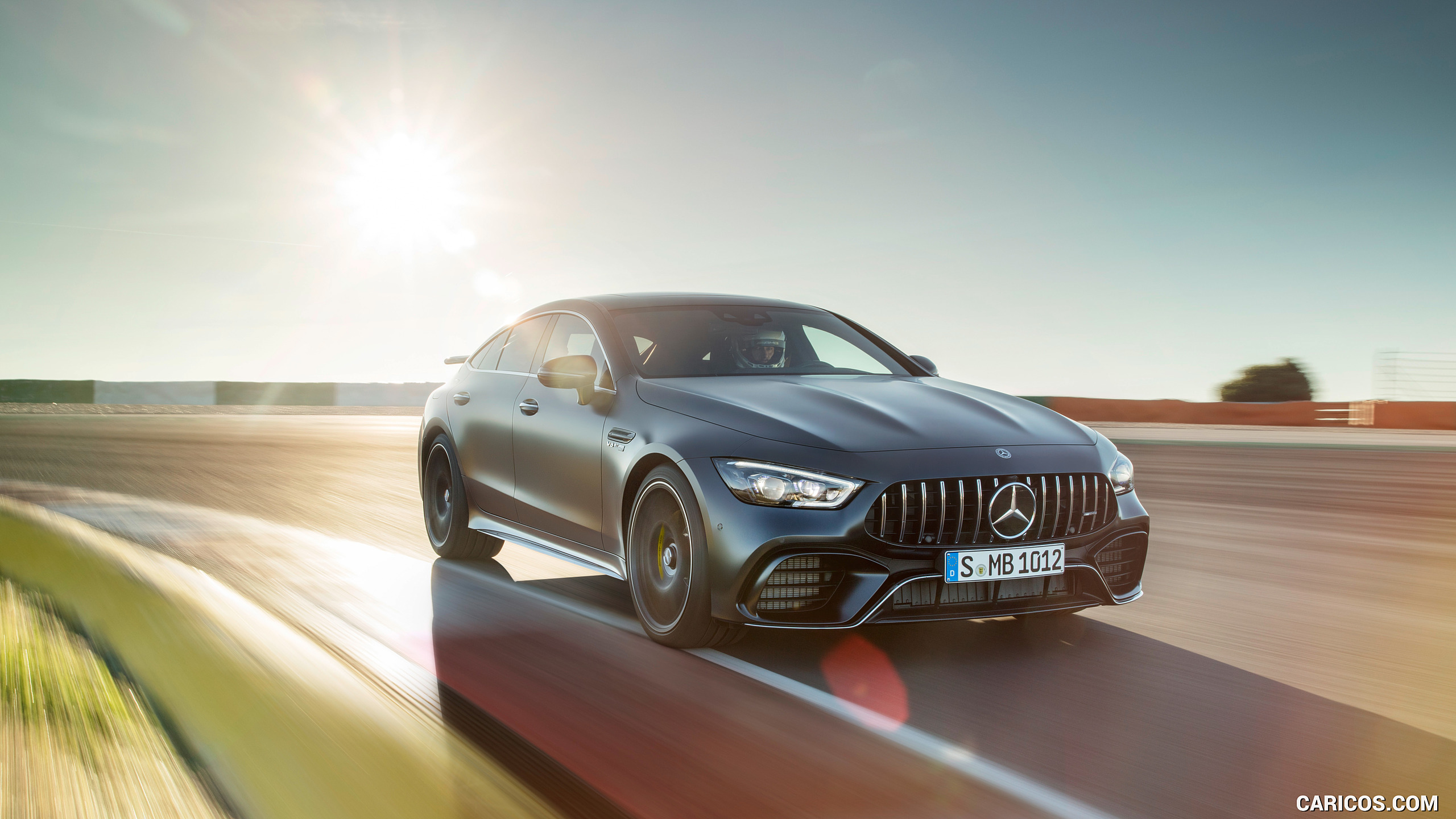 2019 Mercedes-AMG GT 63 S 4MATIC+ 4-Door Coupe (Color: Graphite Grey Magno) - Front Three-Quarter, #10 of 427