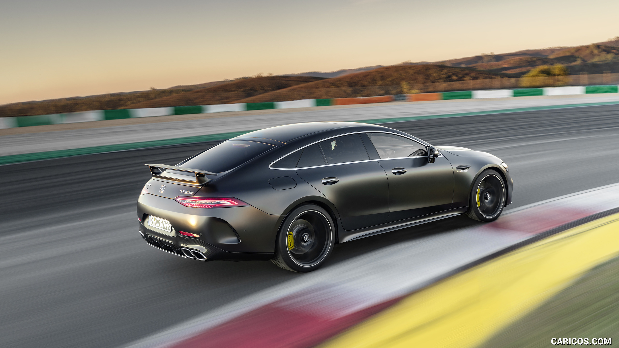 2019 Mercedes-AMG GT 63 S 4MATIC+ 4-Door Coupe (Color: Graphite Grey Magno) - Rear Three-Quarter, #9 of 427