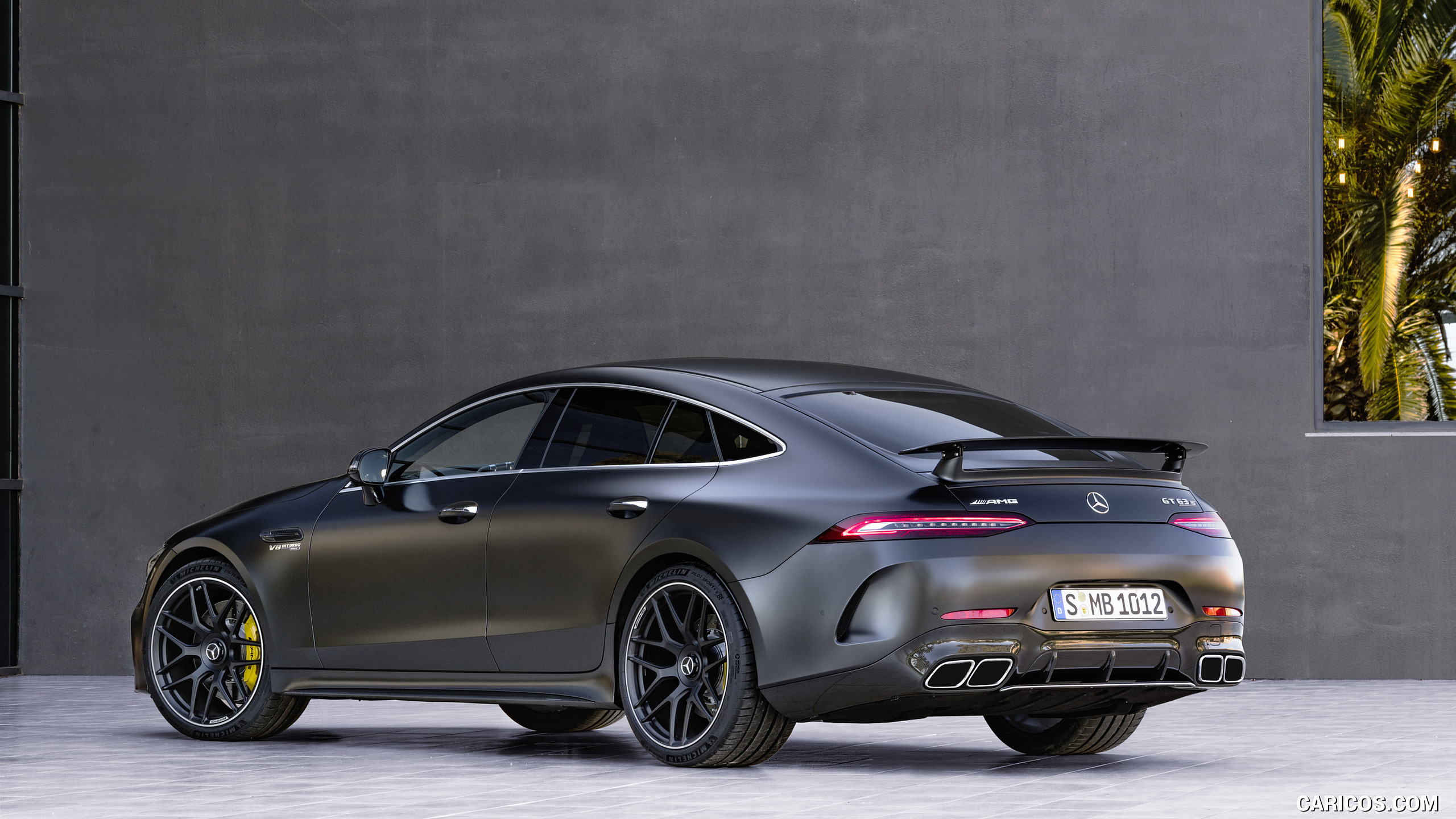 2019 Mercedes-AMG GT 63 S 4MATIC+ 4-Door Coupe (Color: Graphite Grey Magno) - Rear Three-Quarter, #16 of 427