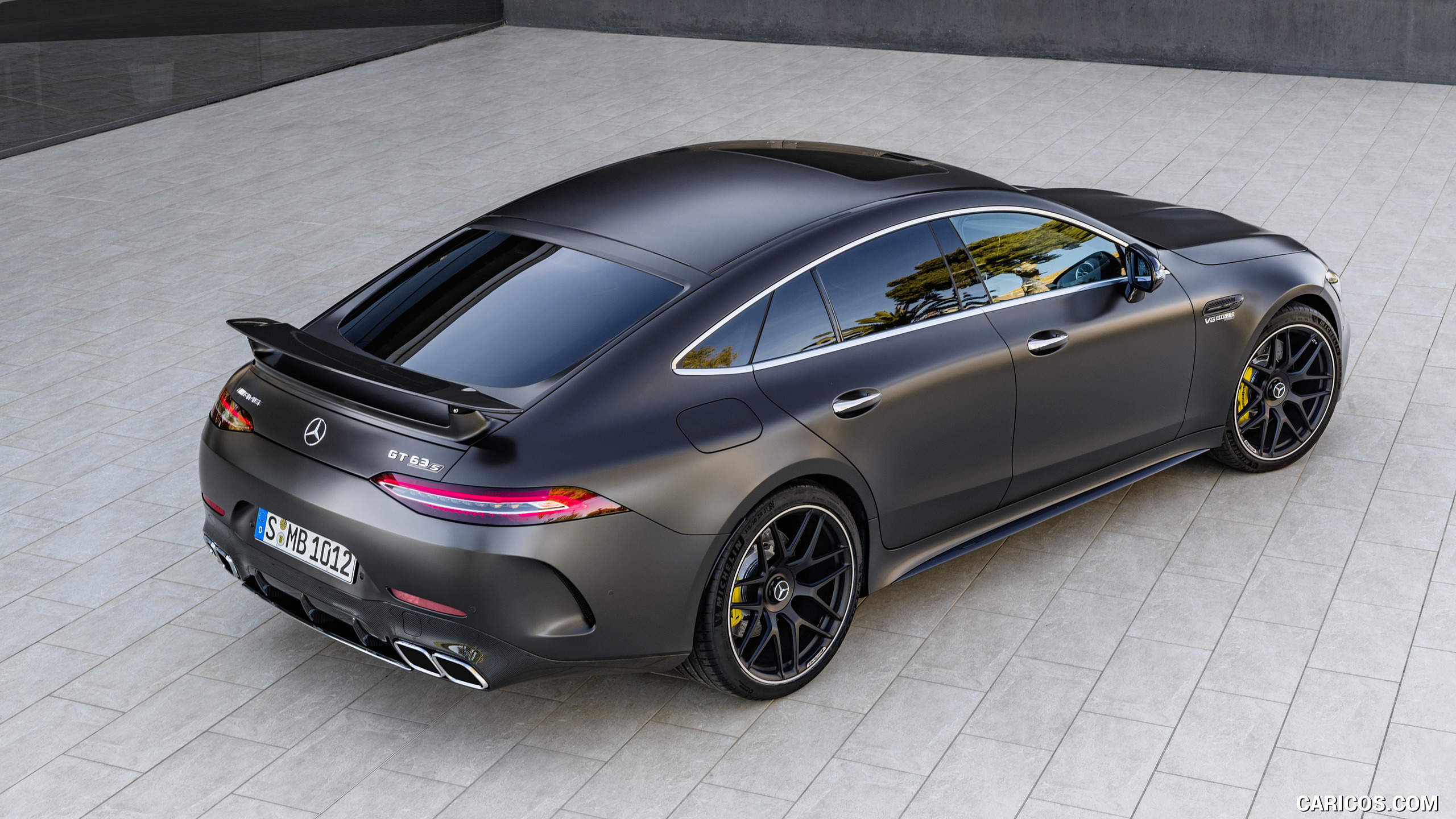 2019 Mercedes-AMG GT 63 S 4MATIC+ 4-Door Coupe (Color: Graphite Grey Magno) - Rear Three-Quarter, #21 of 427