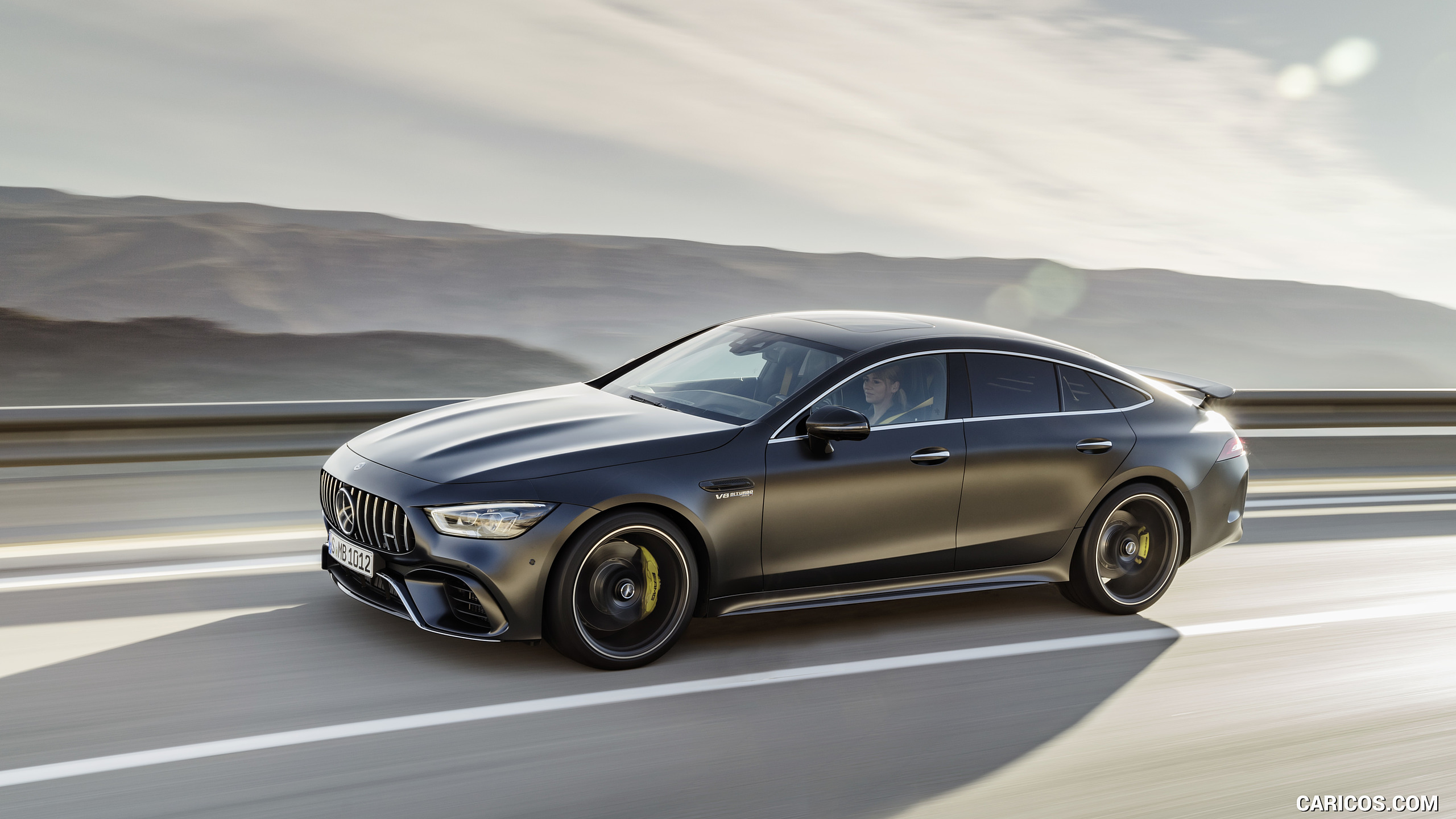 2019 Mercedes-AMG GT 63 S 4MATIC+ 4-Door Coupe (Color: Graphite Grey Magno) - Side, #3 of 427