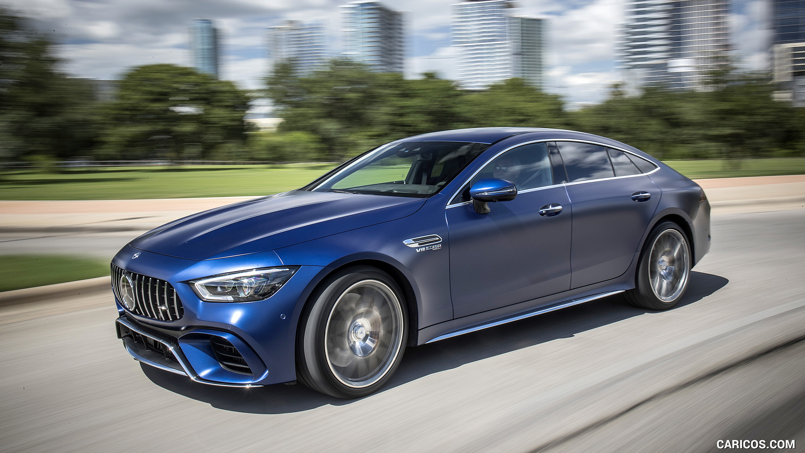 2019 Mercedes-AMG GT 63 S 4MATIC+ 4-Door Coupe - Front Three-Quarter, #114 of 427