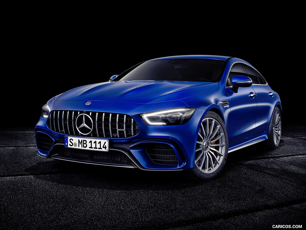 2019 Mercedes-AMG GT 63 S 4MATIC+ 4-Door Coupe (Color: Brilliant Blue Magno) - Front Three-Quarter