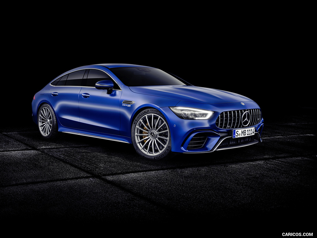 2019 Mercedes-AMG GT 63 S 4MATIC+ 4-Door Coupe (Color: Brilliant Blue Magno) - Front Three-Quarter