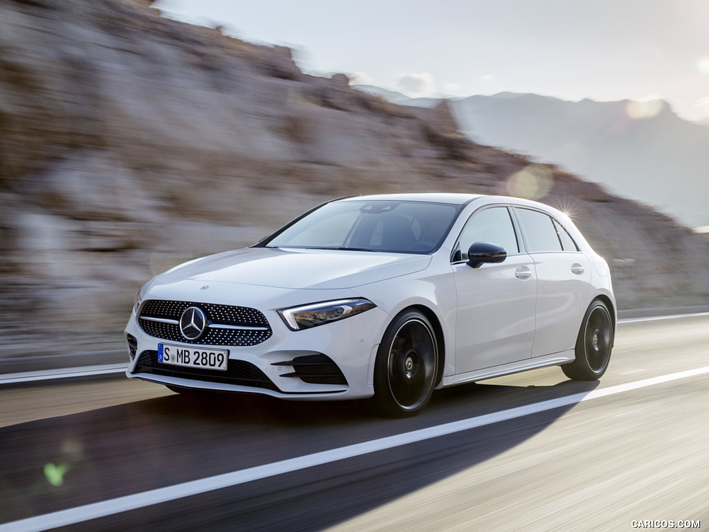 2019 Mercedes-Benz A-Class (Color: Digital white pearl) - Front Three-Quarter