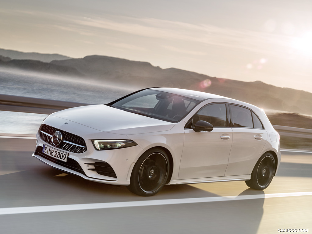 2019 Mercedes-Benz A-Class (Color: Digital white pearl) - Front Three-Quarter