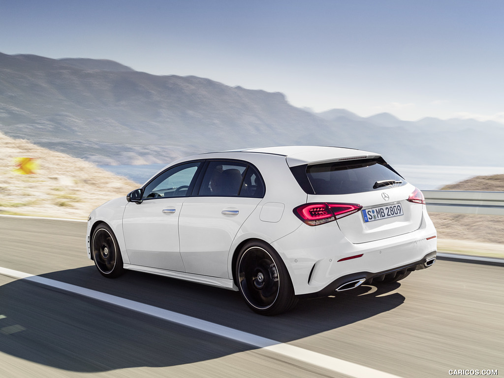 2019 Mercedes-Benz A-Class (Color: Digital white pearl) - Rear Three-Quarter