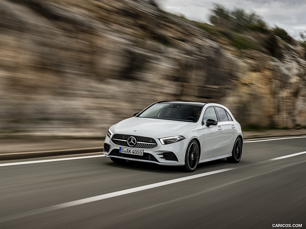 2019 Mercedes-Benz A-Class A180 d AMG Line (Color: Digital White) - Front Three-Quarter