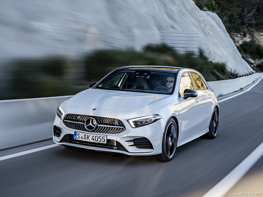 2019 Mercedes-Benz A-Class A180 d AMG Line (Color: Digital White) - Front Three-Quarter