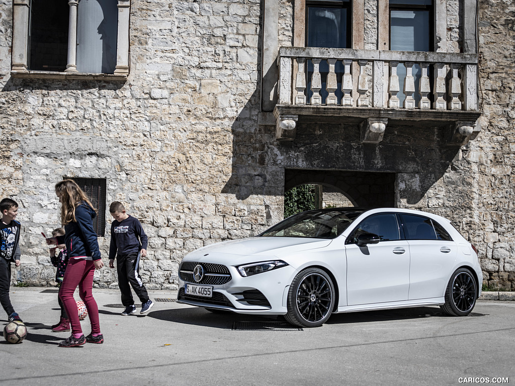 2019 Mercedes-Benz A-Class A180 d AMG Line (Color: Digital White) - Front Three-Quarter