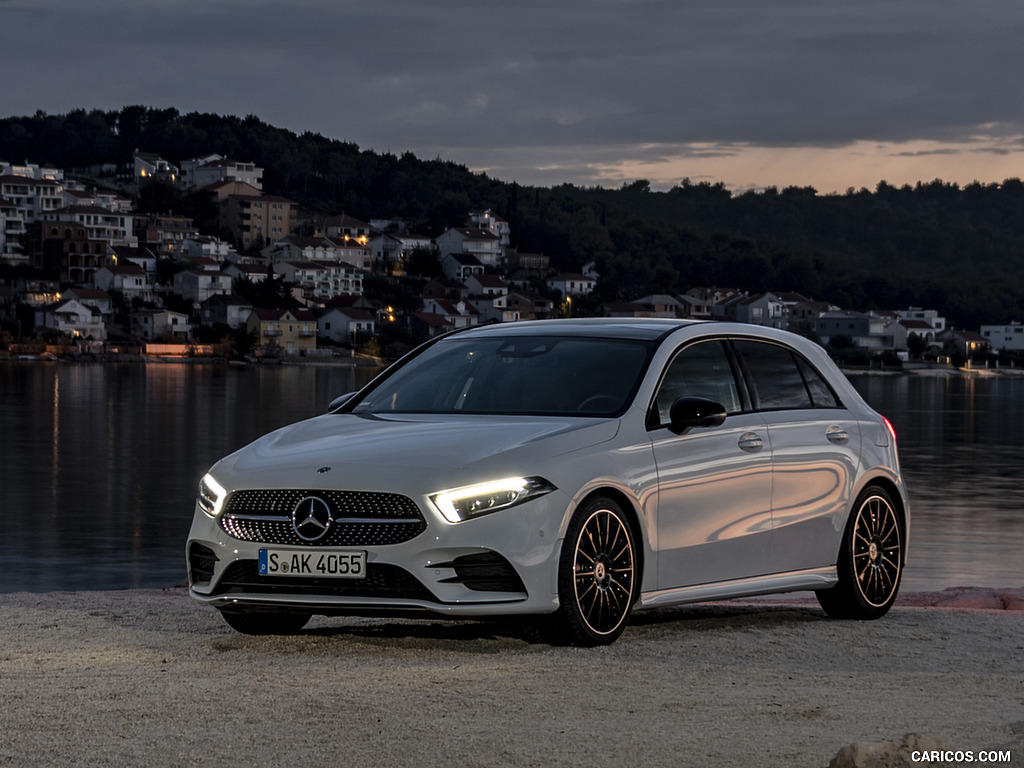 2019 Mercedes-Benz A-Class A180 d AMG Line (Color: Digital White) - Front Three-Quarter