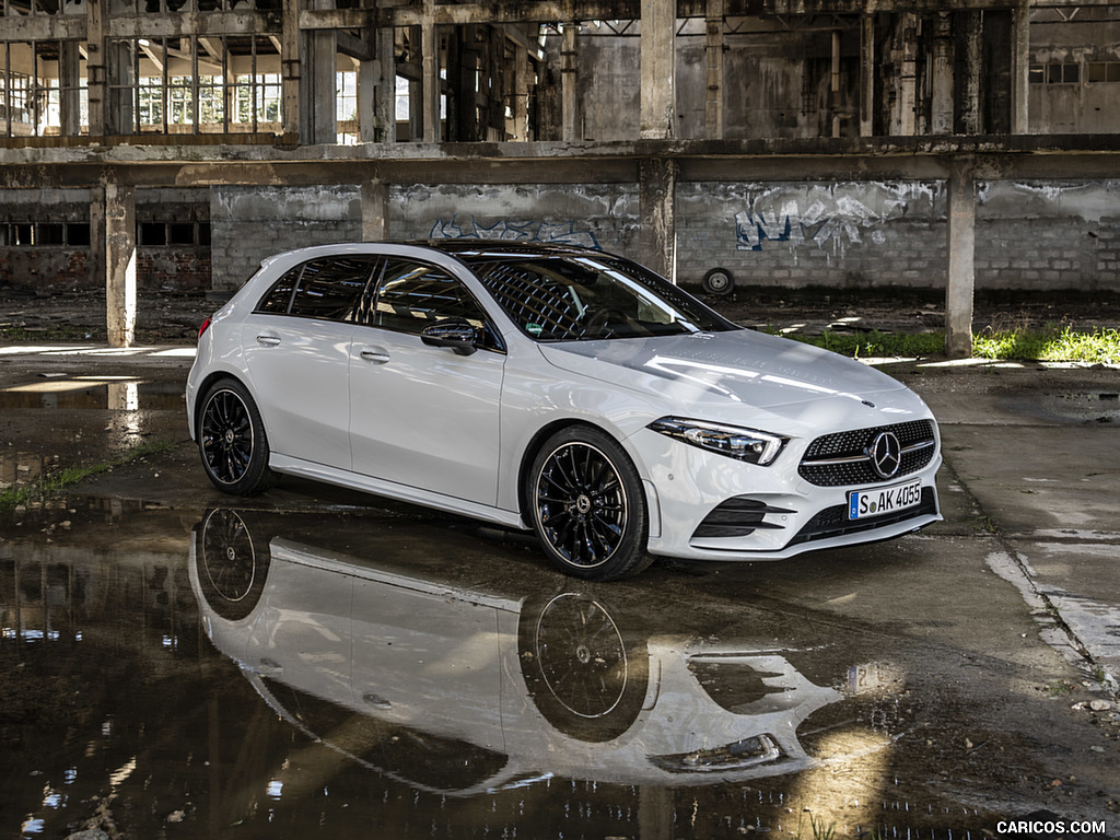 2019 Mercedes-Benz A-Class A180 d AMG Line (Color: Digital White) - Front Three-Quarter