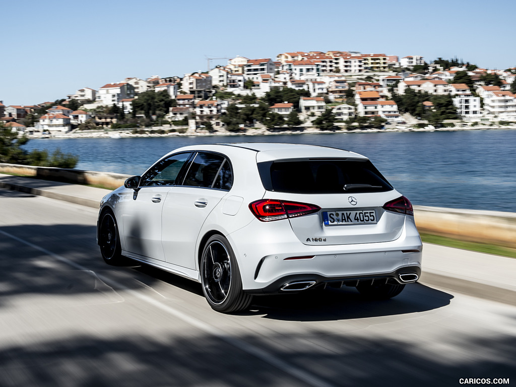 2019 Mercedes-Benz A-Class A180 d AMG Line (Color: Digital White) - Rear Three-Quarter