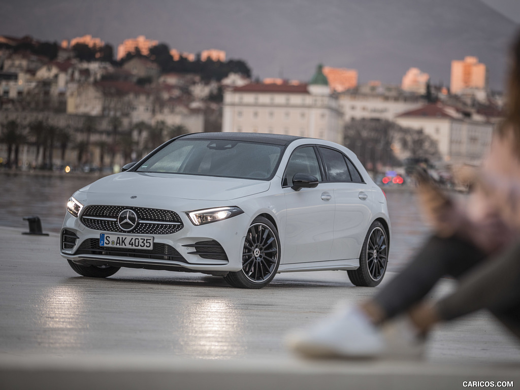 2019 Mercedes-Benz A-Class A200 AMG Line (Color: Digital White) - Front Three-Quarter