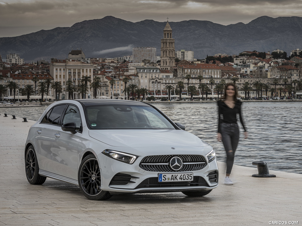 2019 Mercedes-Benz A-Class A200 AMG Line (Color: Digital White) - Front Three-Quarter