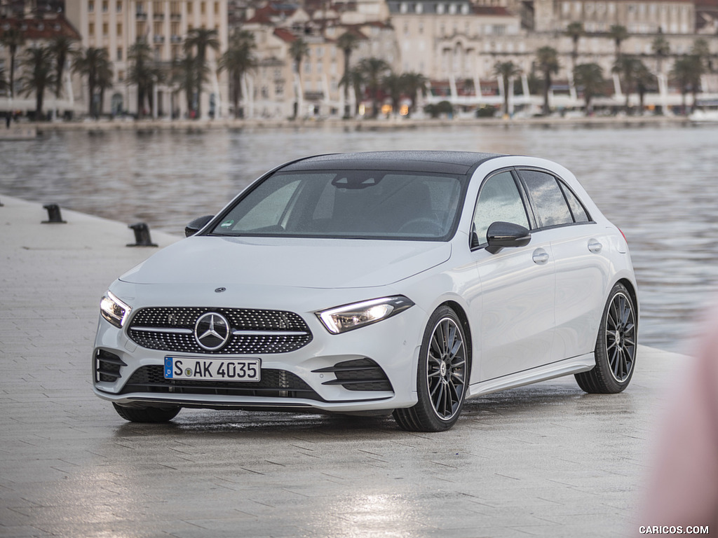 2019 Mercedes-Benz A-Class A200 AMG Line (Color: Digital White) - Front Three-Quarter