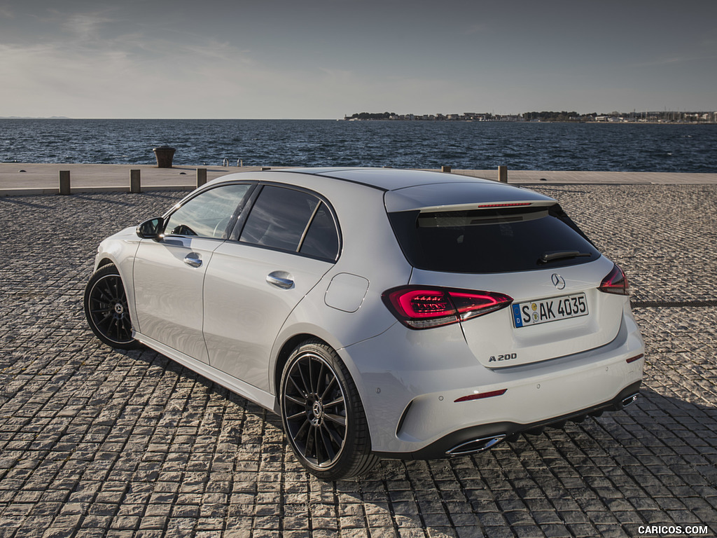 2019 Mercedes-Benz A-Class A200 AMG Line (Color: Digital White) - Rear Three-Quarter