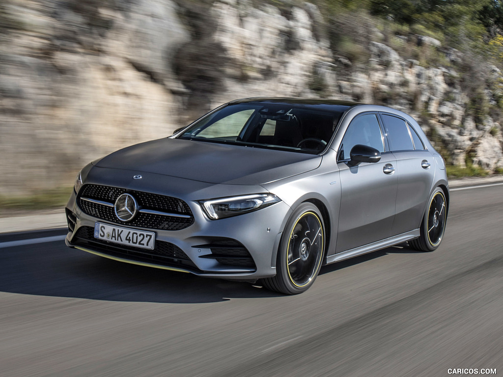 2019 Mercedes-Benz A-Class A250 AMG Line (Color: Designo Mountain Grey Magno) - Front Three-Quarter