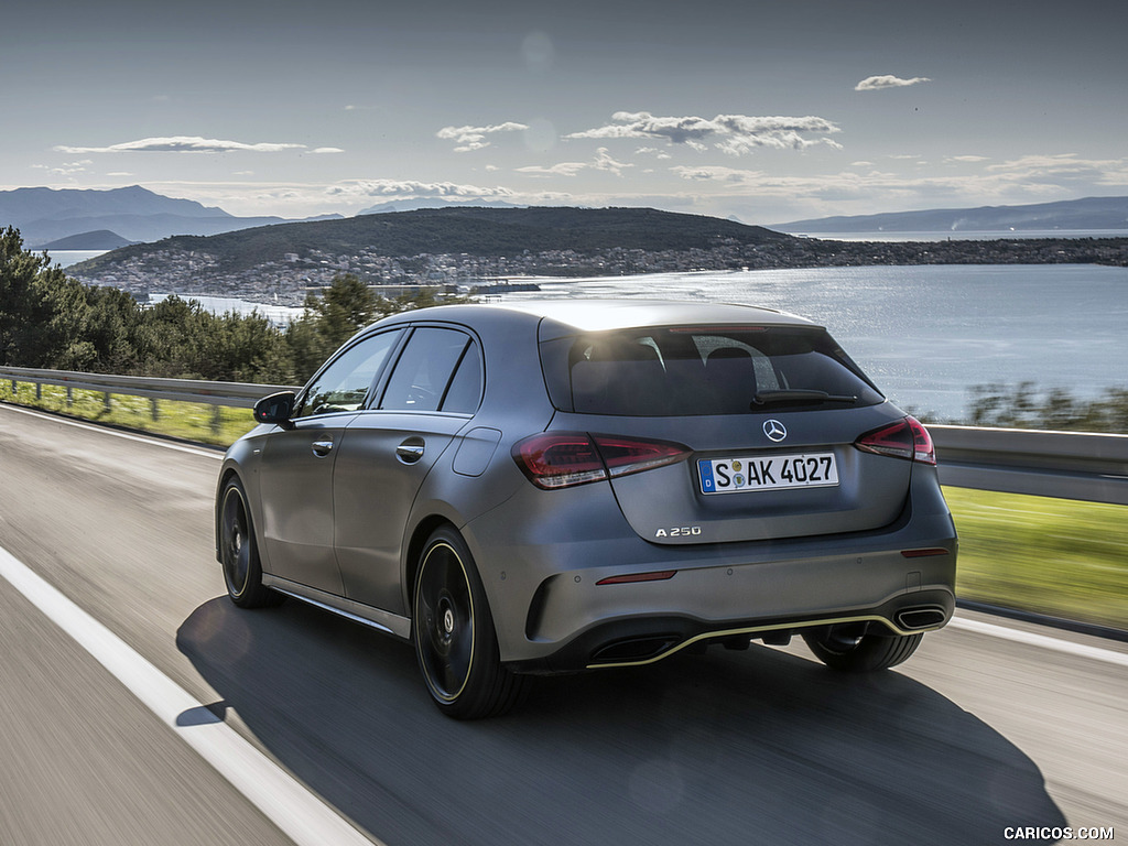 2019 Mercedes-Benz A-Class A250 AMG Line (Color: Designo Mountain Grey Magno) - Rear Three-Quarter