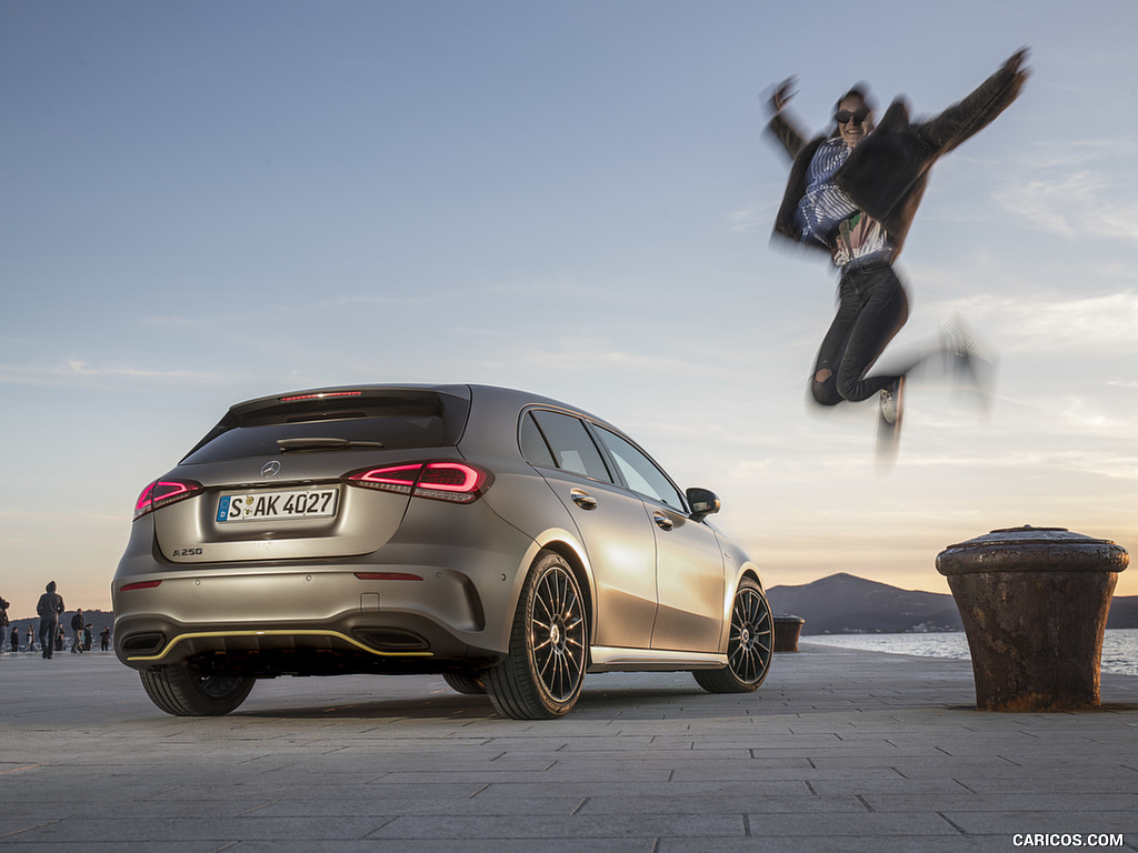 2019 Mercedes-Benz A-Class A250 AMG Line (Color: Designo Mountain Grey Magno) - Rear Three-Quarter