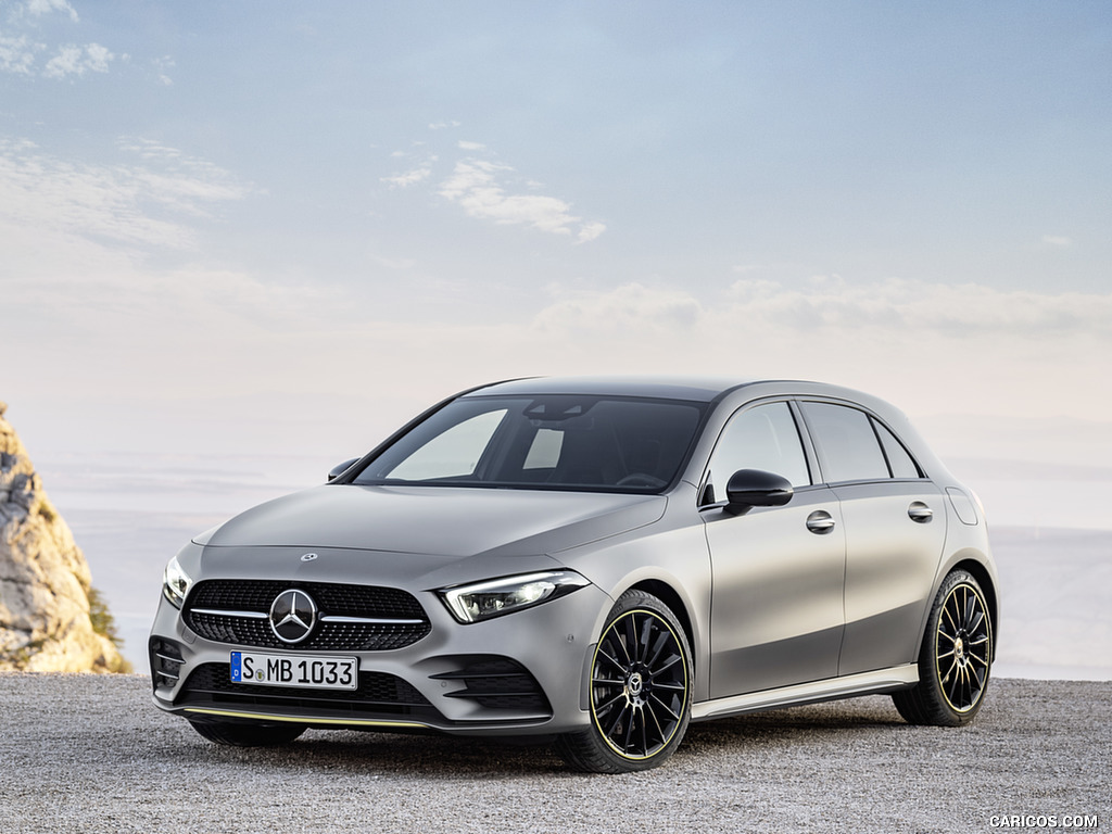 2019 Mercedes-Benz A-Class Edition 1 (Color: Designo Mountain Grey Magno) - Front Three-Quarter