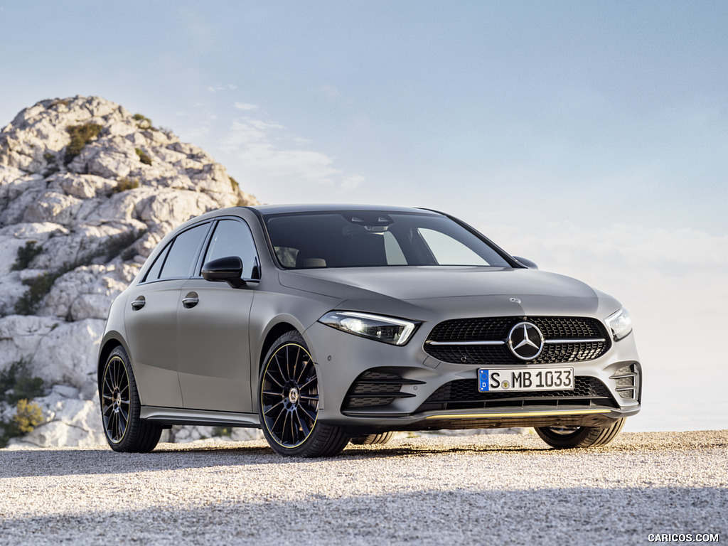 2019 Mercedes-Benz A-Class Edition 1 (Color: Designo Mountain Grey Magno) - Front Three-Quarter