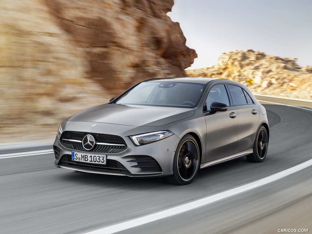 2019 Mercedes-Benz A-Class Edition 1 (Color: Designo Mountain Grey Magno) - Front Three-Quarter