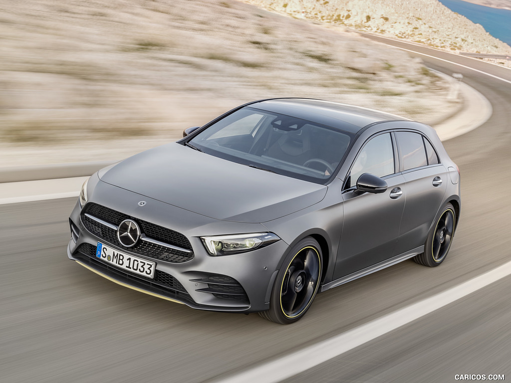 2019 Mercedes-Benz A-Class Edition 1 (Color: Designo Mountain Grey Magno) - Front Three-Quarter