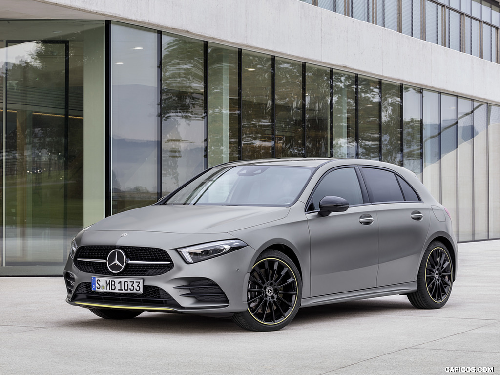 2019 Mercedes-Benz A-Class Edition 1 (Color: Designo Mountain Grey Magno) - Front Three-Quarter