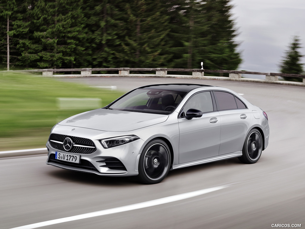 2019 Mercedes-Benz A-Class Sedan (Color: Iridium Silver) - Front Three-Quarter