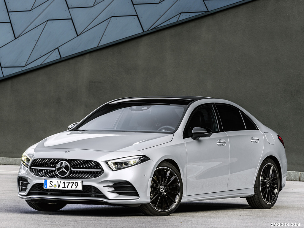 2019 Mercedes-Benz A-Class Sedan (Color: Iridium Silver) - Front Three-Quarter