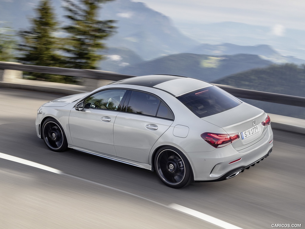 2019 Mercedes-Benz A-Class Sedan (Color: Iridium Silver) - Rear Three-Quarter