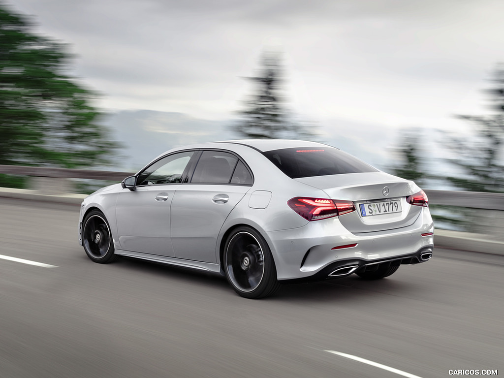 2019 Mercedes-Benz A-Class Sedan (Color: Iridium Silver) - Rear Three-Quarter