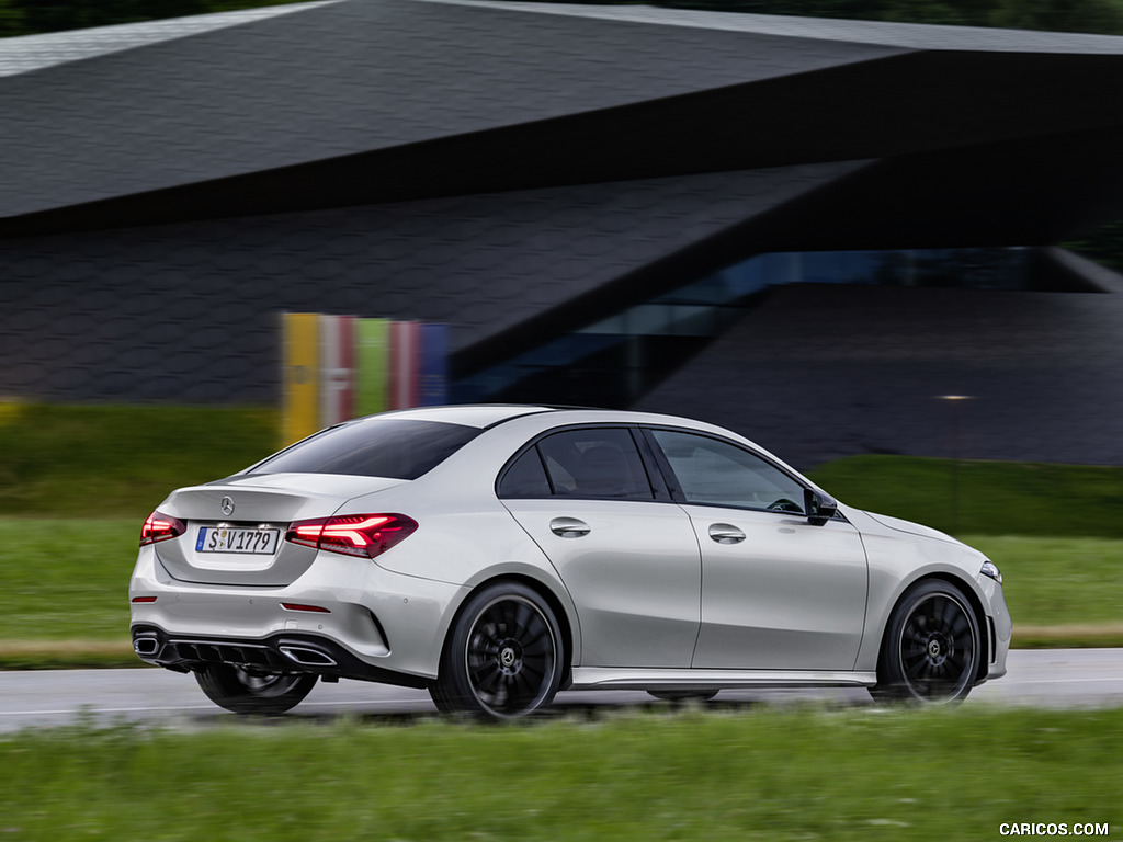 2019 Mercedes-Benz A-Class Sedan (Color: Iridium Silver) - Rear Three-Quarter