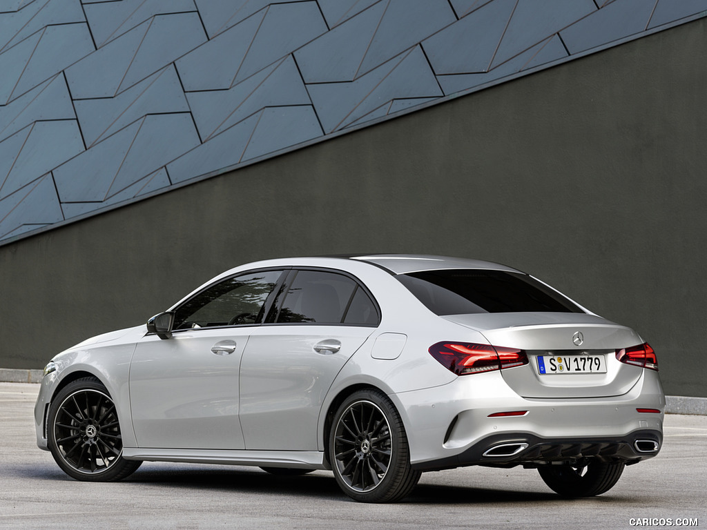 2019 Mercedes-Benz A-Class Sedan (Color: Iridium Silver) - Rear Three-Quarter