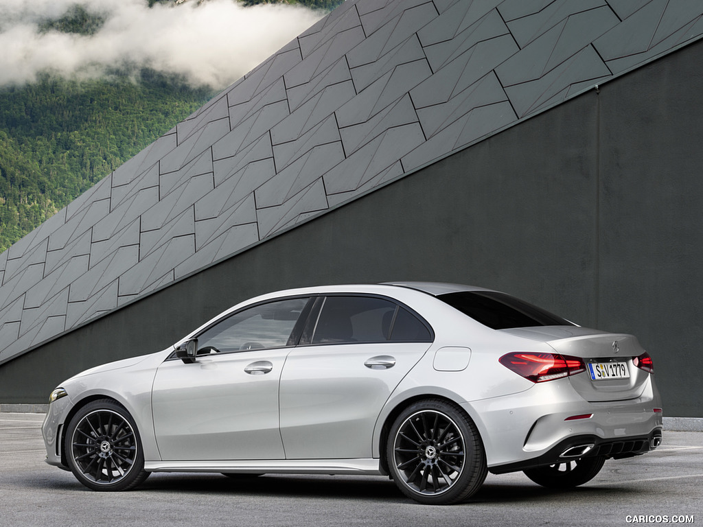 2019 Mercedes-Benz A-Class Sedan (Color: Iridium Silver) - Rear Three-Quarter