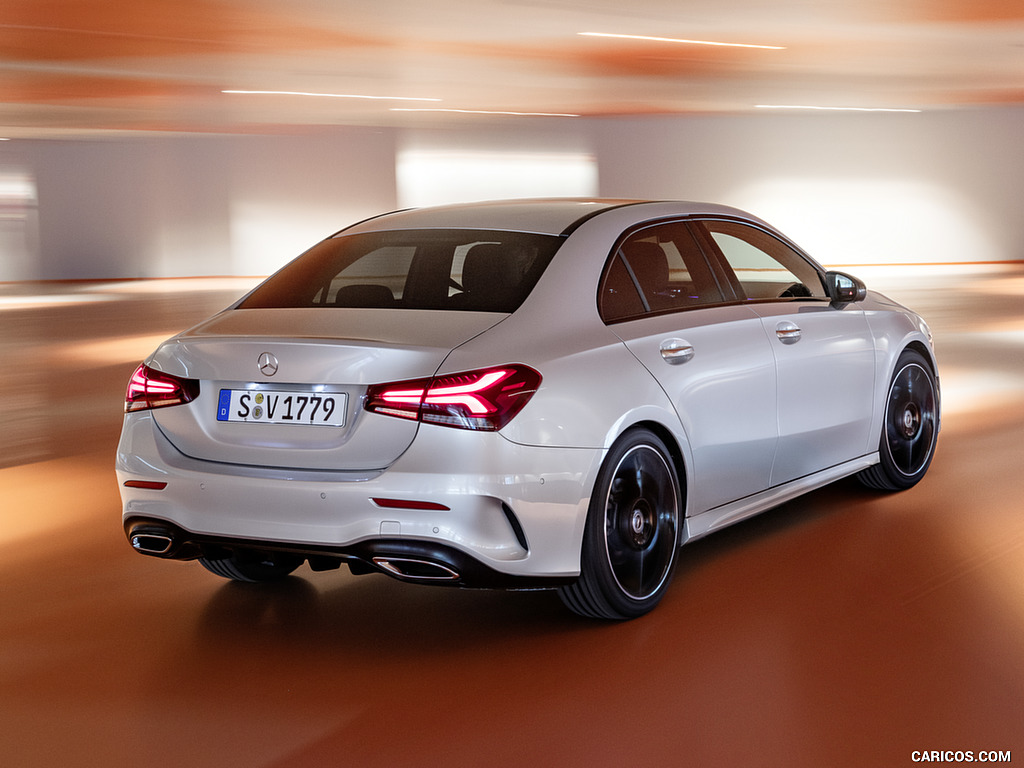 2019 Mercedes-Benz A-Class Sedan (Color: Iridium Silver) - Rear Three-Quarter