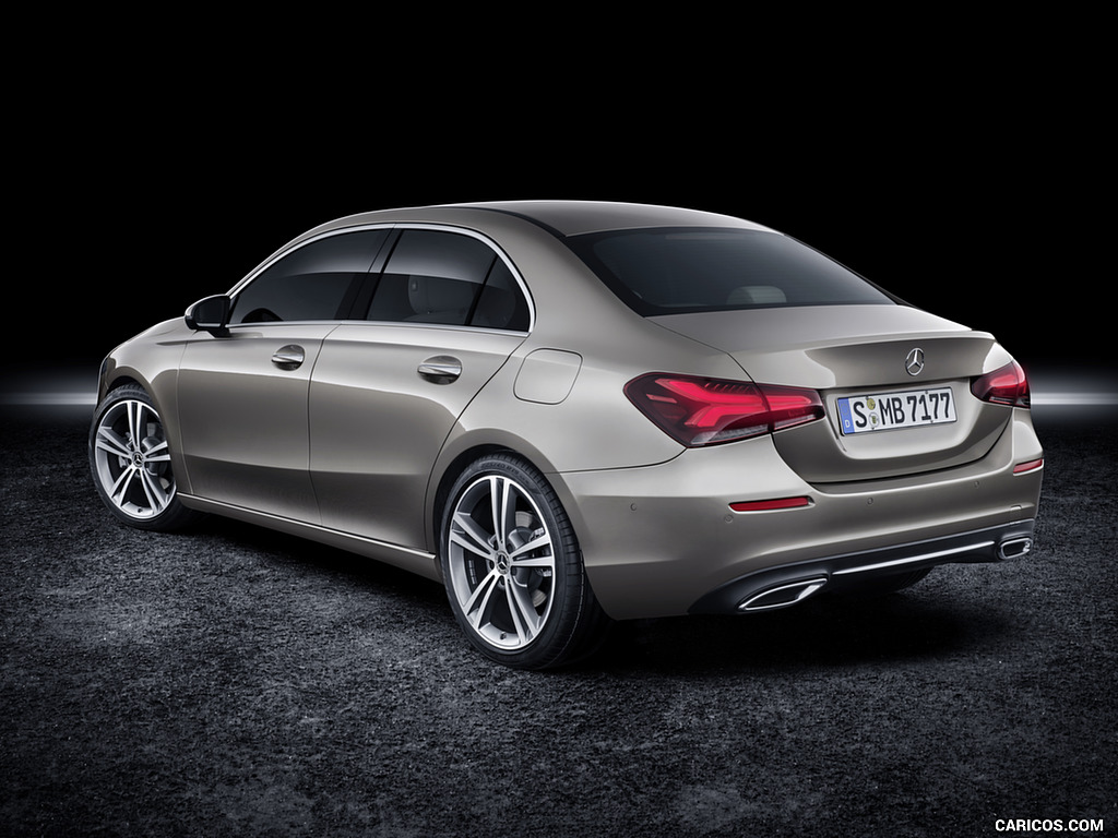 2019 Mercedes-Benz A-Class Sedan (Color: Mojave Silver) - Rear Three-Quarter