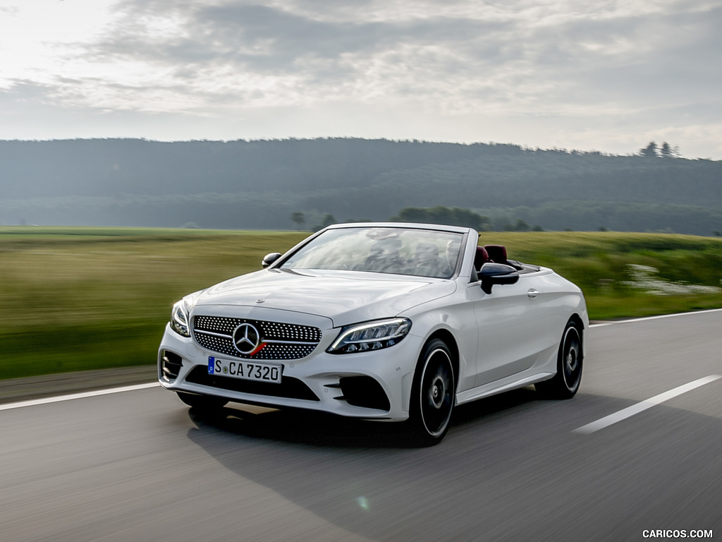 2019 Mercedes-Benz C-Class C300 Cabrio (Color: Diamond White) - Front Three-Quarter